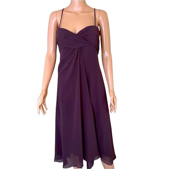 David’s Bridal Simple Chiffon Spaghetti Straps Deep burgundy Bridesmaid Dress 14 - Picture 1 of 10